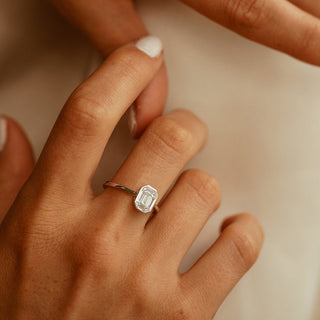 Emerald Pave Engagement Ring – 1 CT Lab Grown Diamond