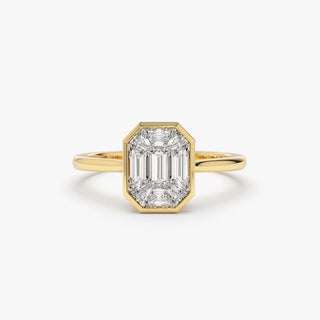 Emerald Pave Engagement Ring – 1 CT Lab Grown Diamond
