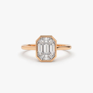 Emerald Pave Engagement Ring – 1 CT Lab Grown Diamond
