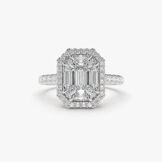 Emerald Pave Engagement Ring – 1 CT Lab Grown Diamond