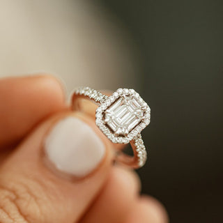 Emerald Pave Engagement Ring – 1 CT Lab Grown Diamond