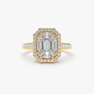Emerald Pave Engagement Ring – 1 CT Lab Grown Diamond
