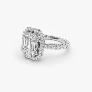 Emerald Pave Engagement Ring – 1 CT Lab Grown Diamond