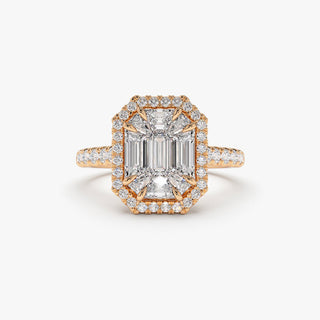 Emerald Pave Engagement Ring – 1 CT Lab Grown Diamond