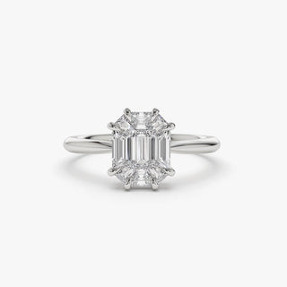 Emerald Pave Engagement Ring – 1 CT Lab Grown Diamond