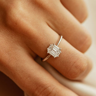 Emerald Pave Engagement Ring – 1 CT Lab Grown Diamond