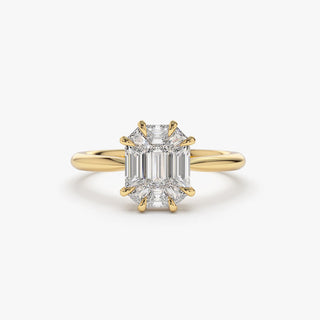 Emerald Pave Engagement Ring – 1 CT Lab Grown Diamond
