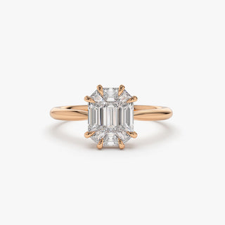 Emerald Pave Engagement Ring – 1 CT Lab Grown Diamond