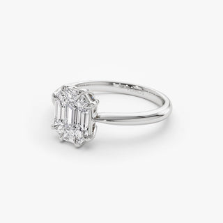 Emerald Pave Engagement Ring – 1 CT Lab Grown Diamond