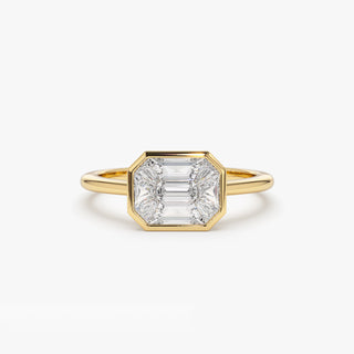 Emerald Pave Engagement Ring – 1 CT Lab Grown Diamond