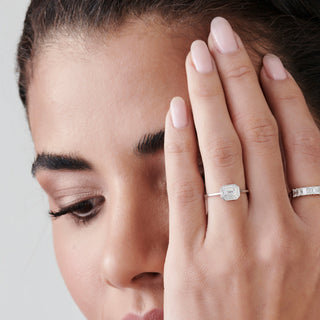 Emerald Pave Engagement Ring – 1 CT Lab Grown Diamond