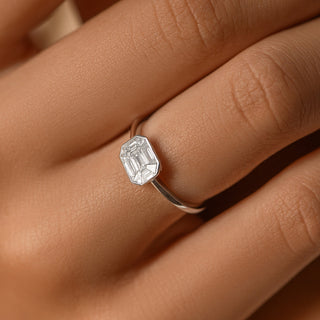 Emerald Pave Engagement Ring – 1 CT Lab Grown Diamond