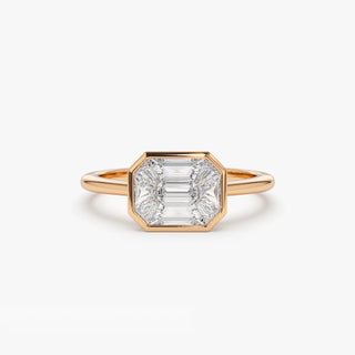 Emerald Pave Engagement Ring – 1 CT Lab Grown Diamond