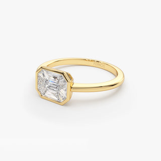 Emerald Pave Engagement Ring – 1 CT Lab Grown Diamond