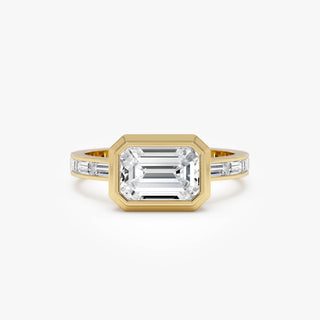 Emerald Pave Engagement Ring – 1 CT Lab Grown Diamond