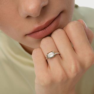 Emerald Pave Engagement Ring – 1 CT Lab Grown Diamond