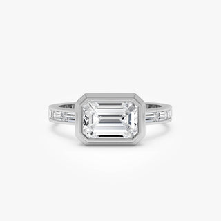 Emerald Pave Engagement Ring – 1 CT Lab Grown Diamond