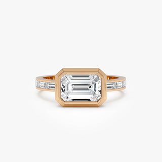 Emerald Pave Engagement Ring – 1 CT Lab Grown Diamond