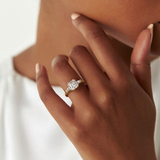 Emerald Pave Engagement Ring – 1 CT Lab Grown Diamond