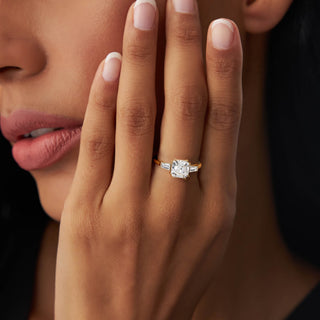 Emerald Pave Engagement Ring – 1 CT Lab Grown Diamond