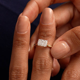 Emerald Pave Engagement Ring – 1 CT Lab Grown Diamond