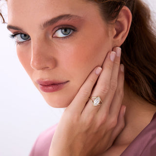 Emerald Pave Engagement Ring – 1 CT Lab Grown Diamond