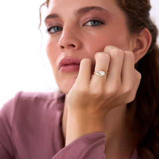Emerald Pave Engagement Ring – 1 CT Lab Grown Diamond