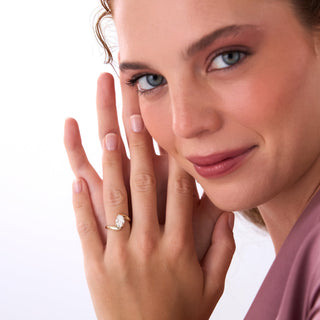 Emerald Pave Engagement Ring – 1 CT Lab Grown Diamond