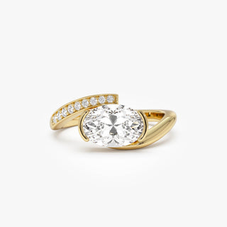 Emerald Pave Engagement Ring – 1 CT Lab Grown Diamond