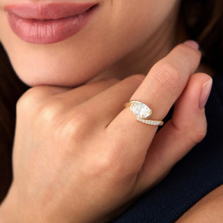 Emerald Pave Engagement Ring – 1 CT Lab Grown Diamond