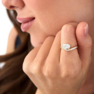 Emerald Pave Engagement Ring – 1 CT Lab Grown Diamond