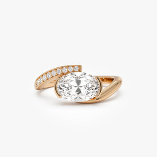 Emerald Pave Engagement Ring – 1 CT Lab Grown Diamond