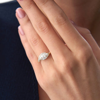Emerald Pave Engagement Ring – 1 CT Lab Grown Diamond