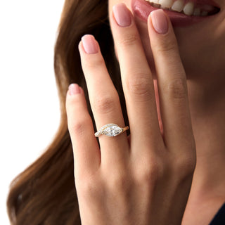 Emerald Pave Engagement Ring – 1 CT Lab Grown Diamond