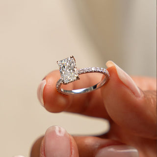 Emerald Pave Engagement Ring – 1 CT Lab Grown Diamond