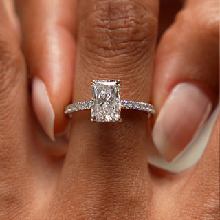Emerald Pave Engagement Ring – 1 CT Lab Grown Diamond