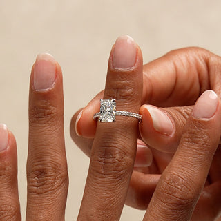 Emerald Pave Engagement Ring – 1 CT Lab Grown Diamond