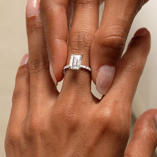 Emerald Pave Engagement Ring – 1 CT Lab Grown Diamond