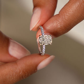 Emerald Pave Engagement Ring – 1 CT Lab Grown Diamond