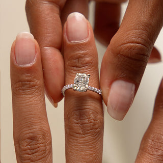Emerald Pave Engagement Ring – 1 CT Lab Grown Diamond