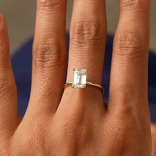 Emerald Pave Engagement Ring – 1 CT Lab Grown Diamond