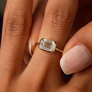 Emerald Pave Engagement Ring – 1 CT Lab Grown Diamond