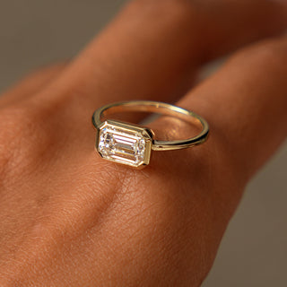 Emerald Pave Engagement Ring – 1 CT Lab Grown Diamond