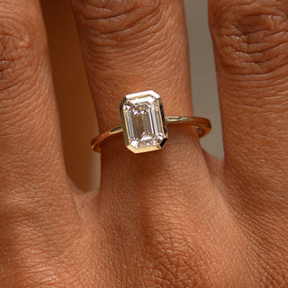 Emerald Pave Engagement Ring – 1 CT Lab Grown Diamond