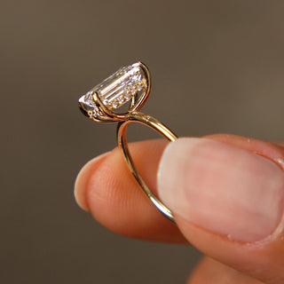 Emerald Pave Engagement Ring – 1 CT Lab Grown Diamond