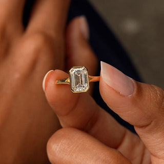 Emerald Pave Engagement Ring – 1 CT Lab Grown Diamond