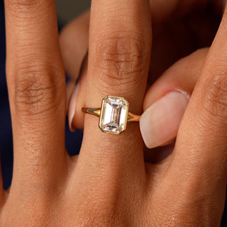 Emerald Pave Engagement Ring – 1 CT Lab Grown Diamond
