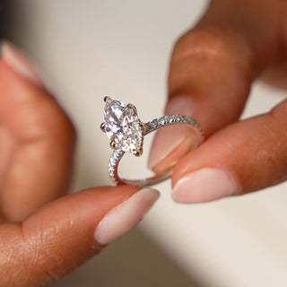 Emerald Pave Engagement Ring – 1 CT Lab Grown Diamond