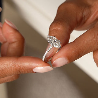 Emerald Pave Engagement Ring – 1 CT Lab Grown Diamond