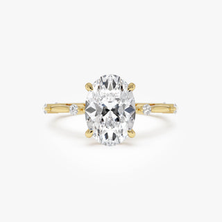 Emerald Pave Engagement Ring – 1 CT Lab Grown Diamond